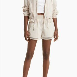 Women's athletic shorts with mesh trim